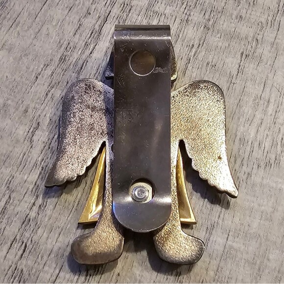 Vintage Metal Angel Money Clip Holder Angels Shall Guard Tree - Picture 5 of 9